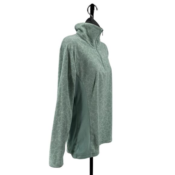 Columbia Half-Zip Pullover WMNS L Green Leaf/Floral Fleece Long Sleeve Mock Neck - Picture 2 of 8